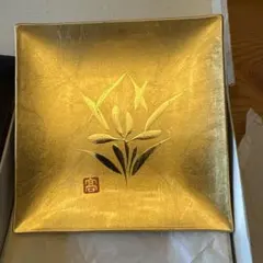 金色花模様漆器　銘々皿　5枚　約11.5cm