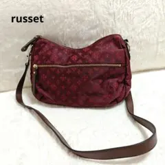 美品✨ラシット ナイロン ショルダーバッグ 肩掛け モノグラム柄 レッド