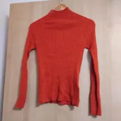 アーバンリサーチ　オレンジ　リブニット　ハイネック　マシンウォッシャブル