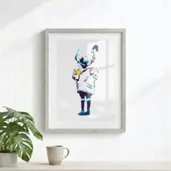 【どれでも3枚1500円】アートポスター／バンクシー・スペースガール(白背景)