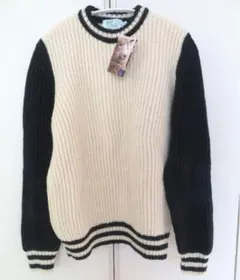 新品シンゾーンWOOL バイカラーニット　ホワイト✖️グリーン値下げ