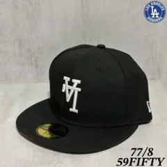海外限定 ドジャース 59FIFTY LA逆ロゴ ブラック キャップ 77/8