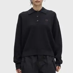 ほぼ未使用♡フレッドペリー ポロニット リブ ショート丈 シースルー 38 茶 アミュレット Amulet ショートスリーブリブポロシャツ 半袖