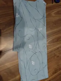 洗える小紋 水色 花と蔓模様