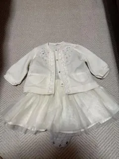 ホワイト刺繍カーディガンとチュールスカートセット 入園式　フォーマルドレス