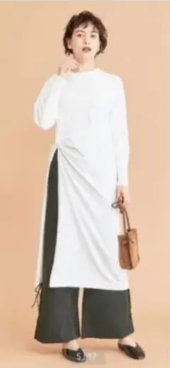 ☻☻beauty＆youthコットンツイストスリット ロングスリーブワンピース