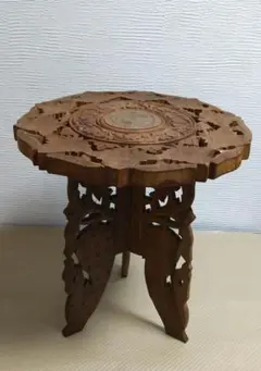 螺鈿細工 唐木 木製 太鼓型 丸椅子 スツール 花台 アンティーク 工芸品