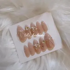 ピンクベージュ　ちゅるん　フレンチガーリー　リボン　量産型　韓国　ニュアンス