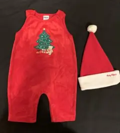 OshKosh 赤 クリスマスロンパースとハットセット美品
