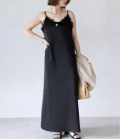 BONJOUR SAGAN ボンジュールサガン　レーストリムキャミワンピース