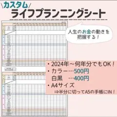 ライフプランニングシート A4 A5 家計管理 将来設計