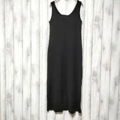 GU ジーユー (L)　リブニットワンピース　ノースリーブ　ブラック