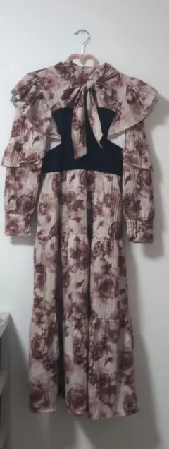 axes femme 花柄 フリル ロングワンピース アクシーズ