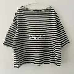 UNIQLO ユニクロ ボーダーワイドスリーブT ボートネック 七分袖 M