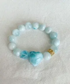 極上ラリマー×4種の輝き水晶ブレスレット 20cm ハンドメイド 天然石