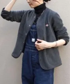 新品　DANTON ダントンフリース ノーカラージャケット　ダークグレー　LL