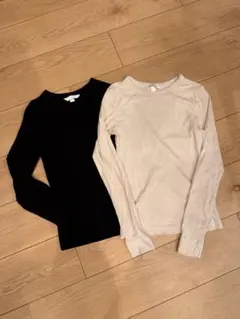 H&M 長袖Tシャツ 2枚セット ブラック ベージュ