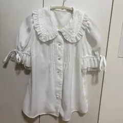 フリル襟ホワイトシャツ 半袖