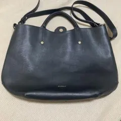 FURLA レザー ショルダーバッグ ネイビー フルラ F28 - メルカリ