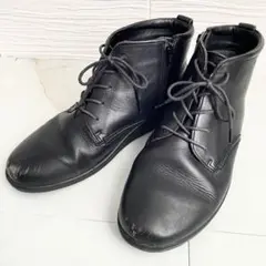美歩行✨ショートブーツ ECCO 本革 24.5cm 黒 サイドジップ 外反母趾のサムネイル
