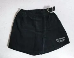 黒 コーデュロイ キュロット ハートバックル 140