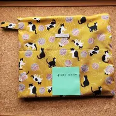 ハンドメイド 猫デザインポーチ 30cm x 25cm