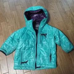デニムダンガリー ダウンジャケットターコイズ size90