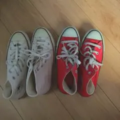 コンバース　オールスター　ハイカット　白、赤　二足まとめ売り　２４センチ