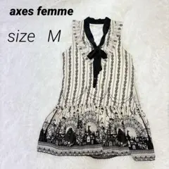 axes femme ノースリーブワンピース ティアード レース リボンタイ