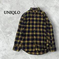 UNIQLO ネルシャツ S ネイビー/イエロー チェック
