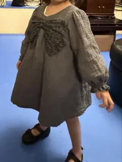 ZARA BABY 92cm長袖ワンピース グレーリボンアニマルプリントのサムネイル