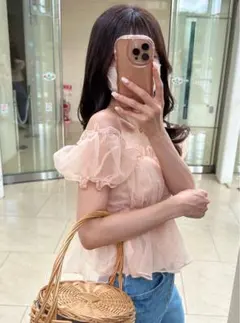 新品タグ付き♡GRL 2Wayシアーペプラムブラウス M