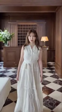 【Her lip to】Scala Lace-Trimmed Dress 白S