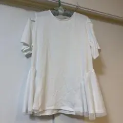 【訳あり品の為お買得】サイドチュール切替Tシャツ　ホワイト　半袖　シャツ
