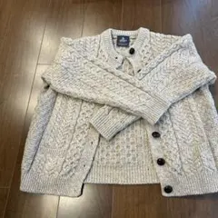 週末限定値下げ　aran ケーブルニットカーディガン グレー