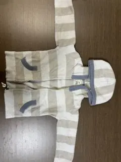 ジェラートピケ　ストライプフード付きアウター XXS