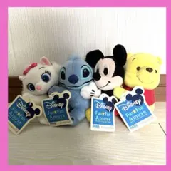 ディズニー キャラ ぬいぐるみ 4体セット 取り外し可能 ボタン付き 10cm