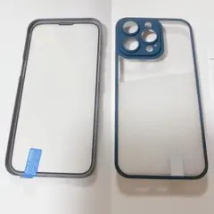 iPhone13PRO 360°保護ガラスケース　ネイビー　全面保護　アイフォン