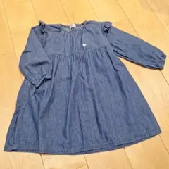 POLO Baby デニムフリル長袖ワンピース 90