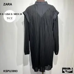 ZARA ザラ ワンピース チュニック プリーツ 長袖 ハイネック 切替 S