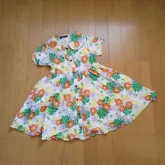 美品 ムージョンジョン 半袖 ワンピース 110cm 開襟 女の子 海