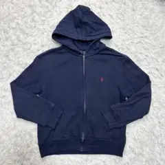 ポロラルフローレン ジップアップパーカー ネイビー 赤 ポニー y2k グランジ