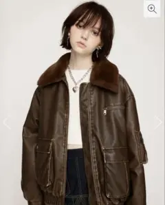 << SLY >> ヴィンテージ フェイクレザー ファーブルゾン[人気完売品 ] sly ヴィンテージ フェイクレザー ショートブルゾン - メルカリ