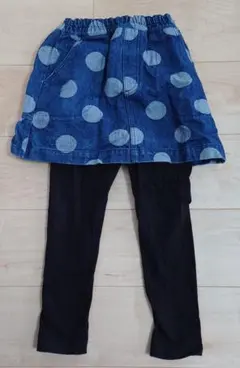 KP水玉デニムスカートとレギンスセット
