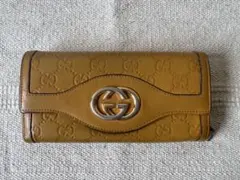 GUCCI 古驰 Guccisima 皮革长钱包 驼色