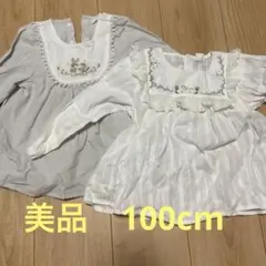 【未使用、値札無し】春服2点セット100センチトップス　チュニック　刺繍女の子