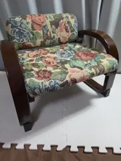 안락 좌석 의자 꽃 무늬 낮은 의자 나무 프레임 레트로