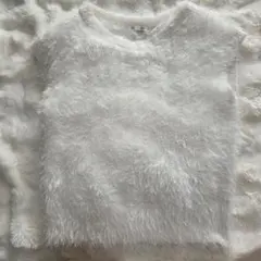 GU 即完売品 フェザーヤーン ノースリーブ ニット ホワイト M 상태좋음