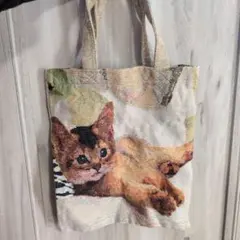 21日までの出品。未使用品猫刺繍トートバッグ
