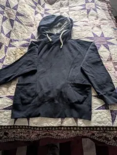 レディース　2重フード 裏起毛パーカーNAVY　Ｌ